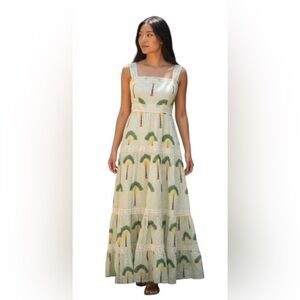 Calypso St. Barth fan frond palm maxi dress